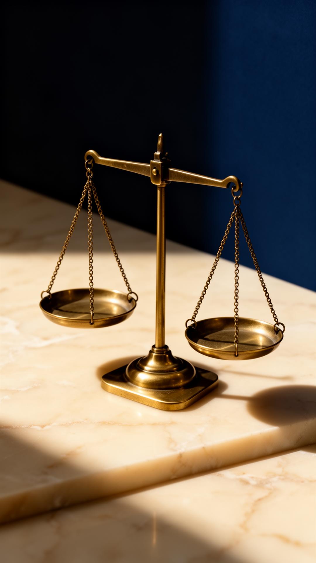 Brass weighing scales on marble